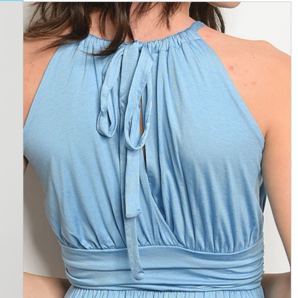 Light Blue Halter Dress 05004 - Picture 4 of 5